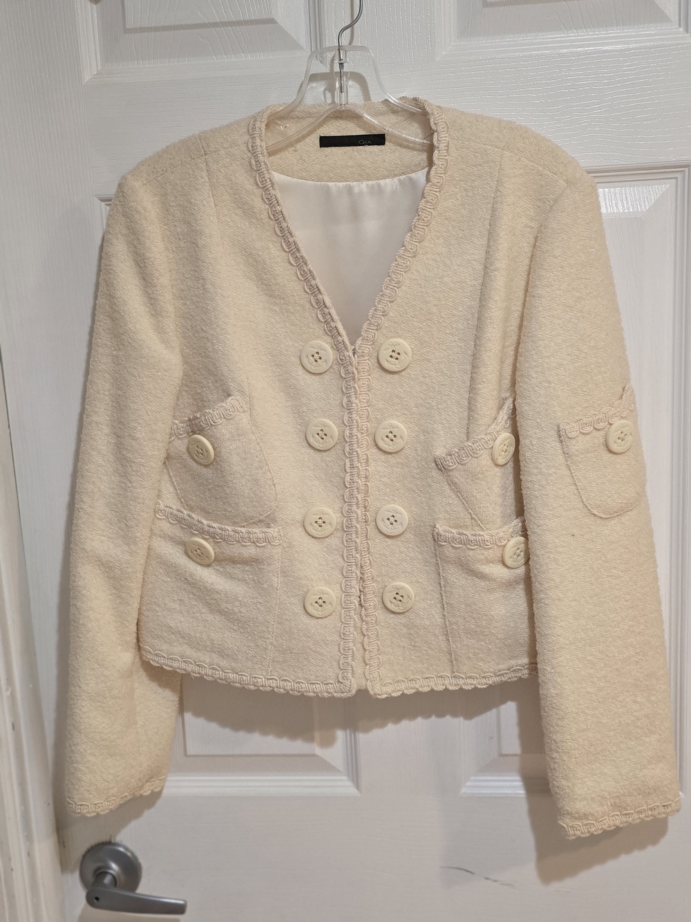 Women's Cream Bouclé Double-Breasted Jacket